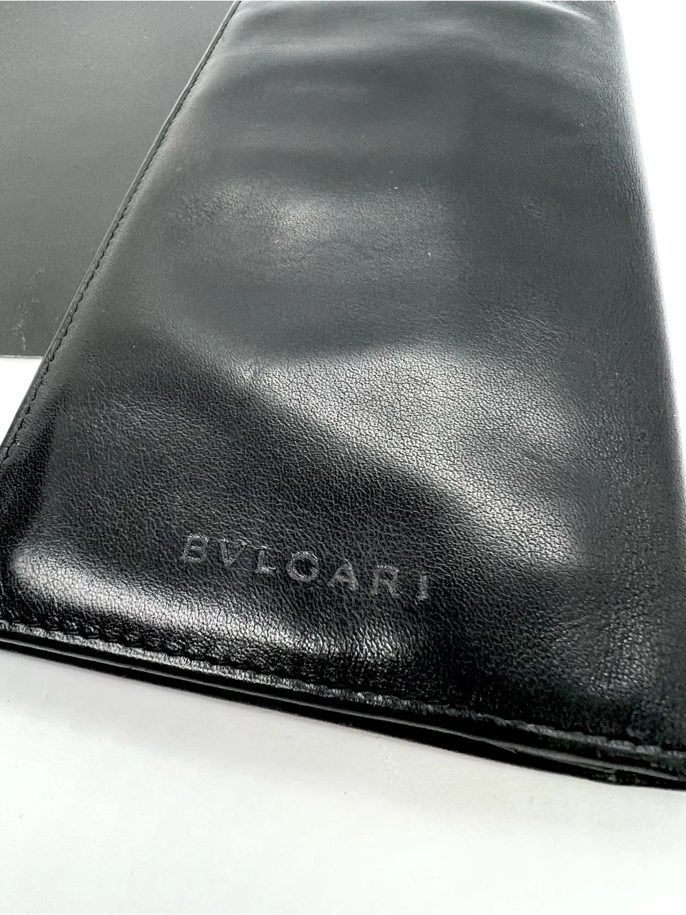 BVLGARI Black Leather Long Bifold Wallet Made in Italy Vintage